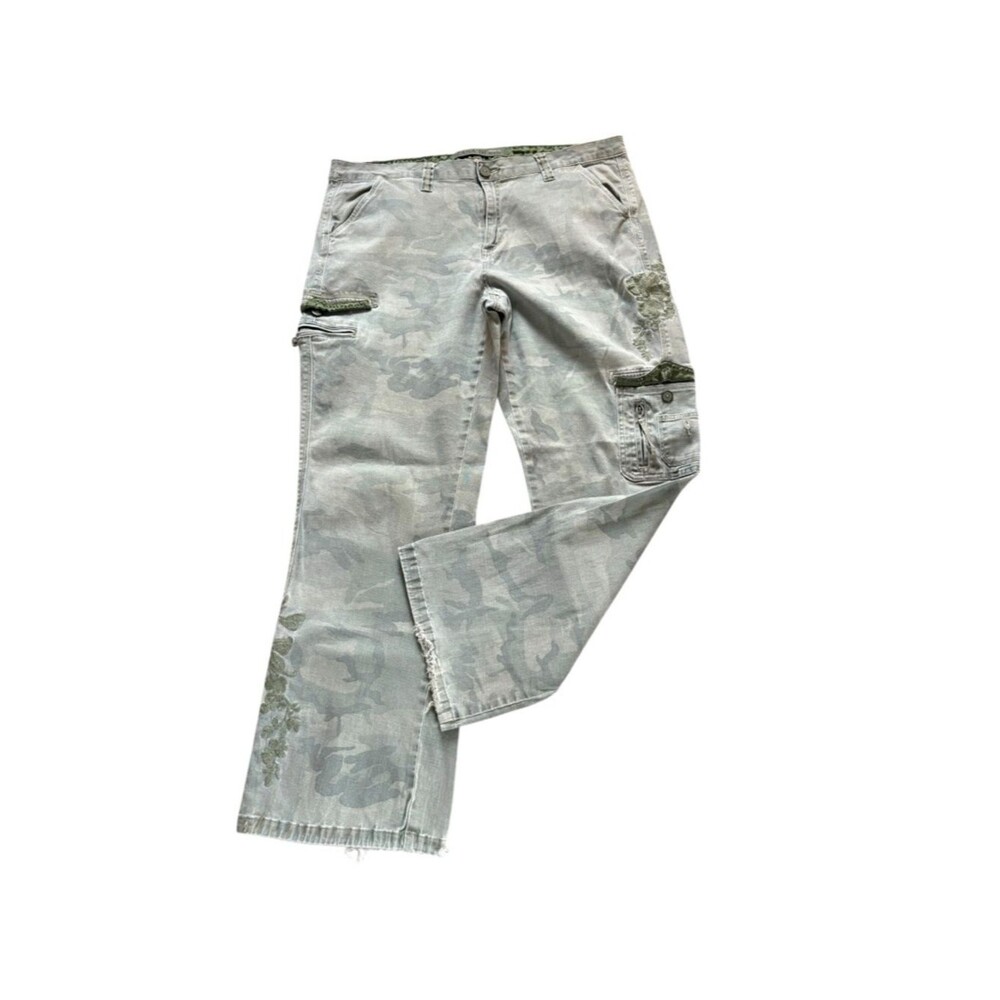 Zana Di Y2K Grunge Camo Cargo Pants Embroidered Floral Womens Plus Size 20